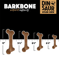 Pet Qwerks Dinosaur BarkBone - Nylon Dog Bone for Aggressive Chewers - Steak Flavor - 11