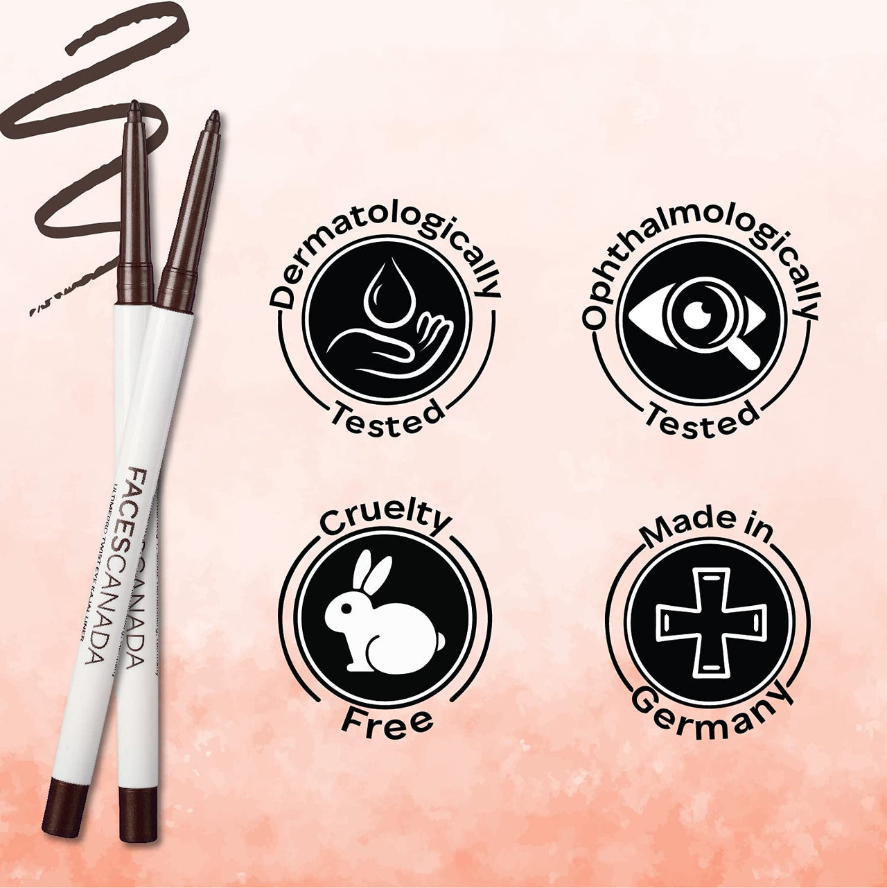 FACES CANADA Ultime Pro Twist Eye Kajal Liner - Brown, 0.35g | High Impact Intense Color In 1 Stroke | 24HR Long Stay | Matte Finish | Soft Texture | Waterproof & Smudgeproof | Made With Carnauba Wax