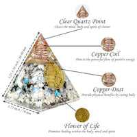 Orgone Pyramid | Rainbow Moonstone Orgonite Pyramid for Success, Anti-stress, Calmness, Growth, Strength | Healing Crystal Gemstone Pyramid | Orgone Pyramid Crystal - Handmade In India