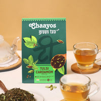 Chaayos Tulsi Cardamom Green Tea | Tulsi Cardamom Tea | Whole Leaf Loose Tea | Immunity Boosting - 100g [50 Cups] | Antioxidant Green Tea | Green Tea