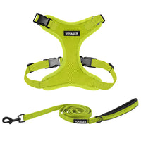 Voyager Step-in Lock Dog Harness w Reflective Dog Leash Combo Set with Neoprene Handle 5ft - Supports Small, Medium and Large Breed Puppies/Cats by Best Pet Supplies - Lime Green, XS Harness Leash Set (Lime Green) XS (Chest: 13 - 16