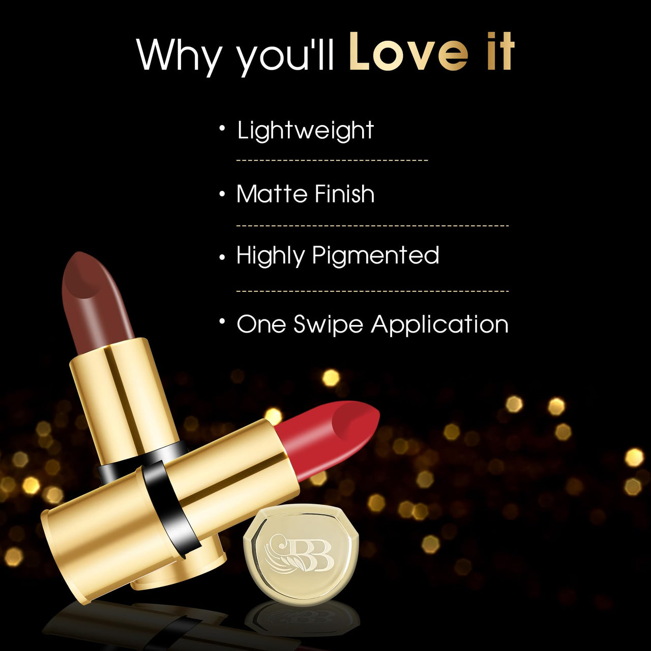 Beauty Berry Bold Babe Non-Transfer Matte Lipstick | Highly Pigmented, Lightweight, Smudge Proof & Waterproof Lipstick | Single Swipe Application, Long Lasting Lipstick for Women (Maple Magenta)