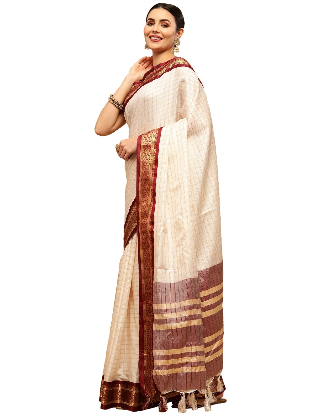Satrani Women's Poly Silk Woven Saree With Unstitched Blouse Piece