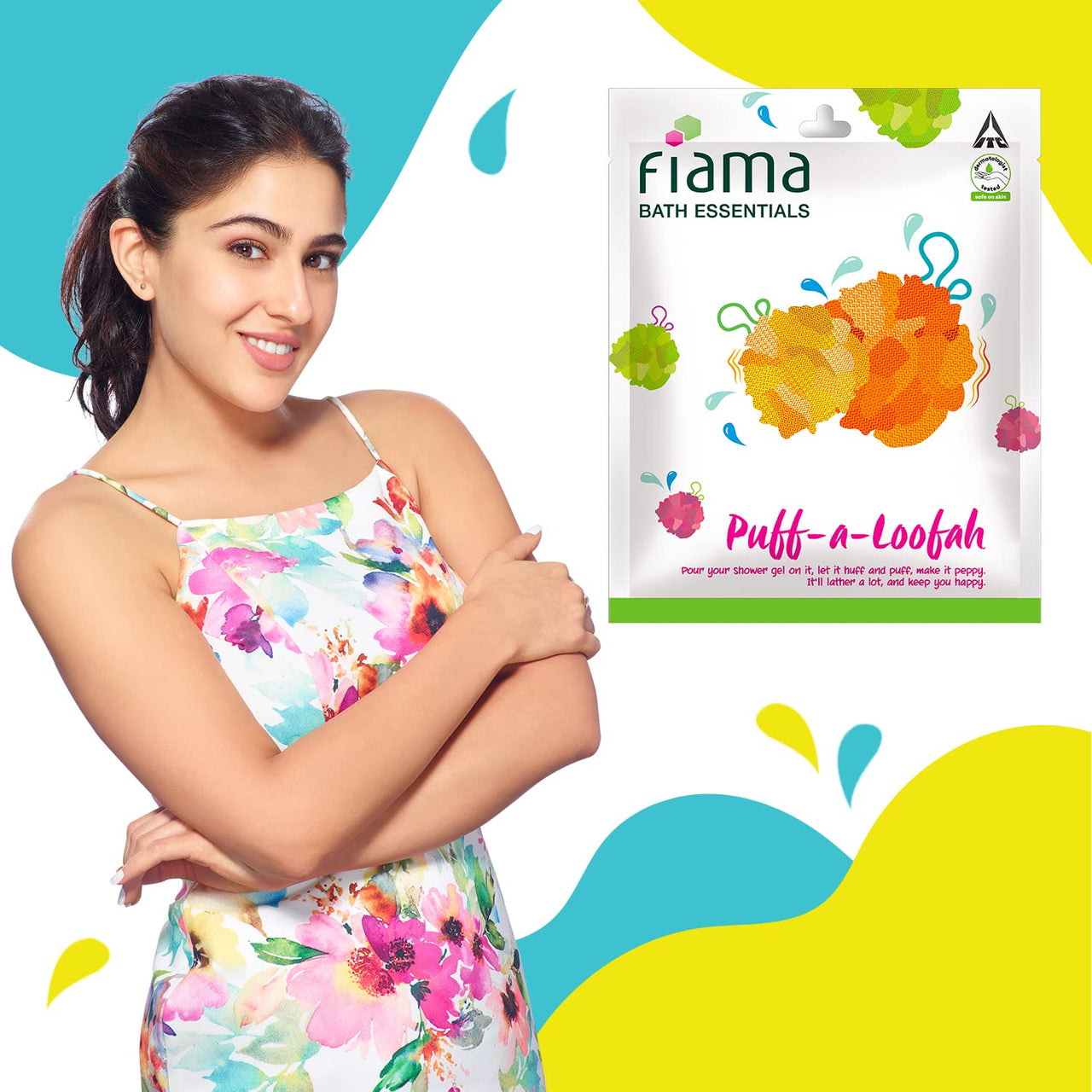 Fiama Bath Essential Puff-a-Loofah, Pack of 1 Body Loofah, Soft, Exfoliated and Energized Skin