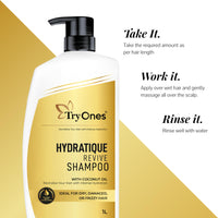 TryOnes Coconut Oil Hydrating Shampoo,Soften & Strengthen Hair 1000ml For Mens & Womens