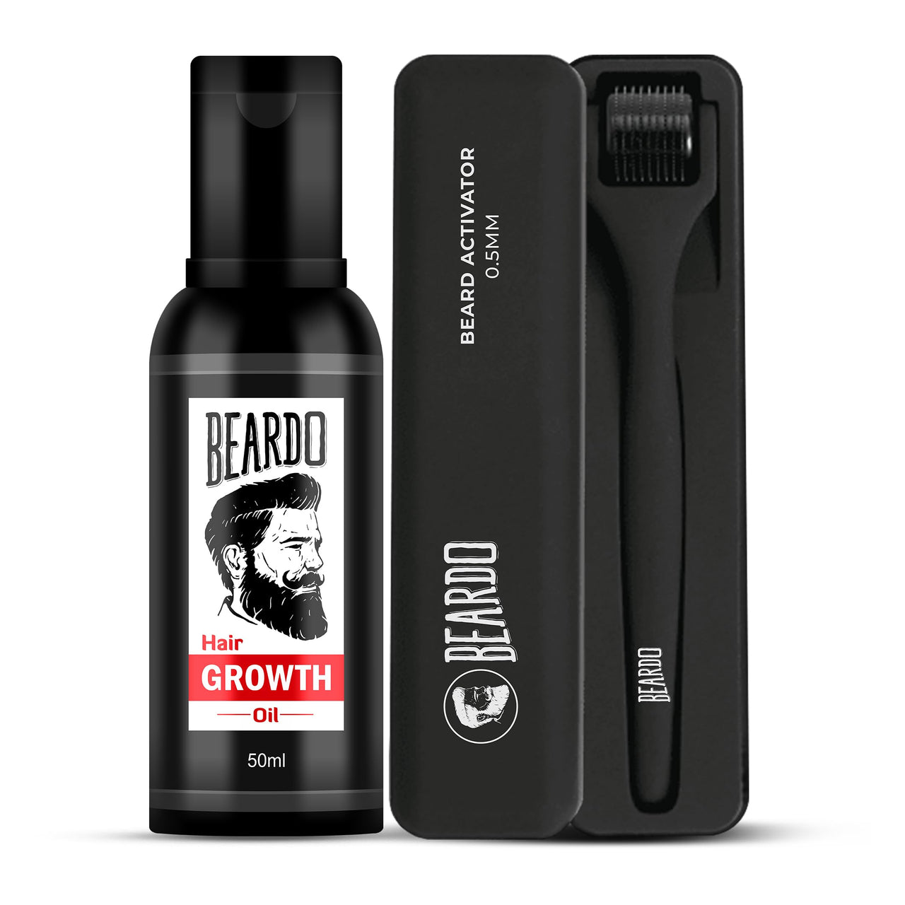 Beardo Beard Booster Combo - Beard and Hair Growth Oil - 50 ml with Beard Activator Advance Derma Roller for Men | Supports faster beard growth and thicker looking beard