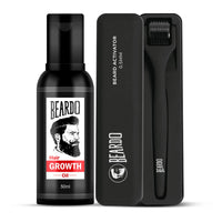 Beardo Beard Booster Combo - Beard and Hair Growth Oil - 50 ml with Beard Activator Advance Derma Roller for Men | Supports faster beard growth and thicker looking beard