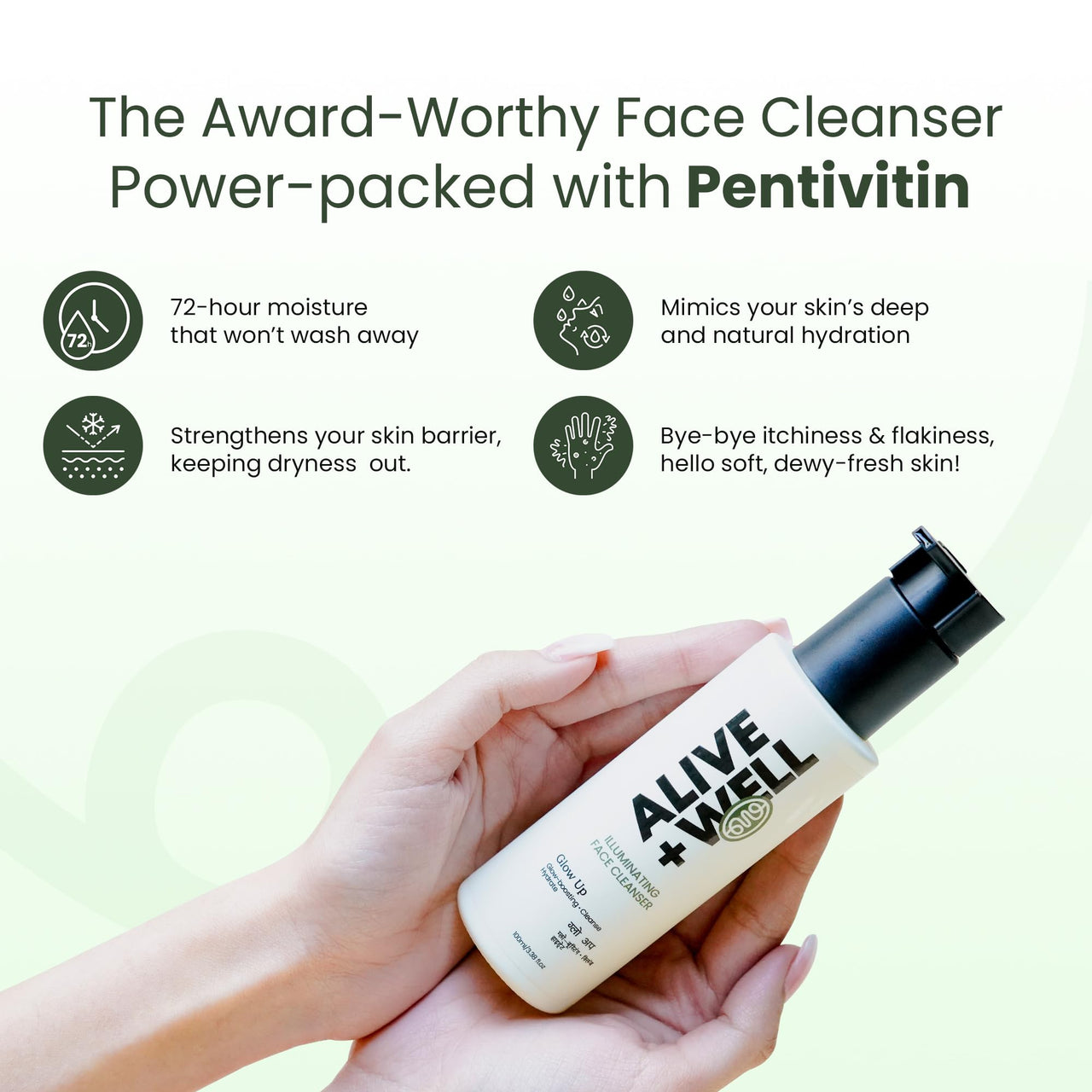 Alive & Well Glow Up Illuminating Facewash, with Pentavitin and Kakadu Plum, Crafted By Dermatologists for 72 Hours Skin Hydration, Reduce Dark Spots and Hyperpigmentation for Men & Women - 100ml