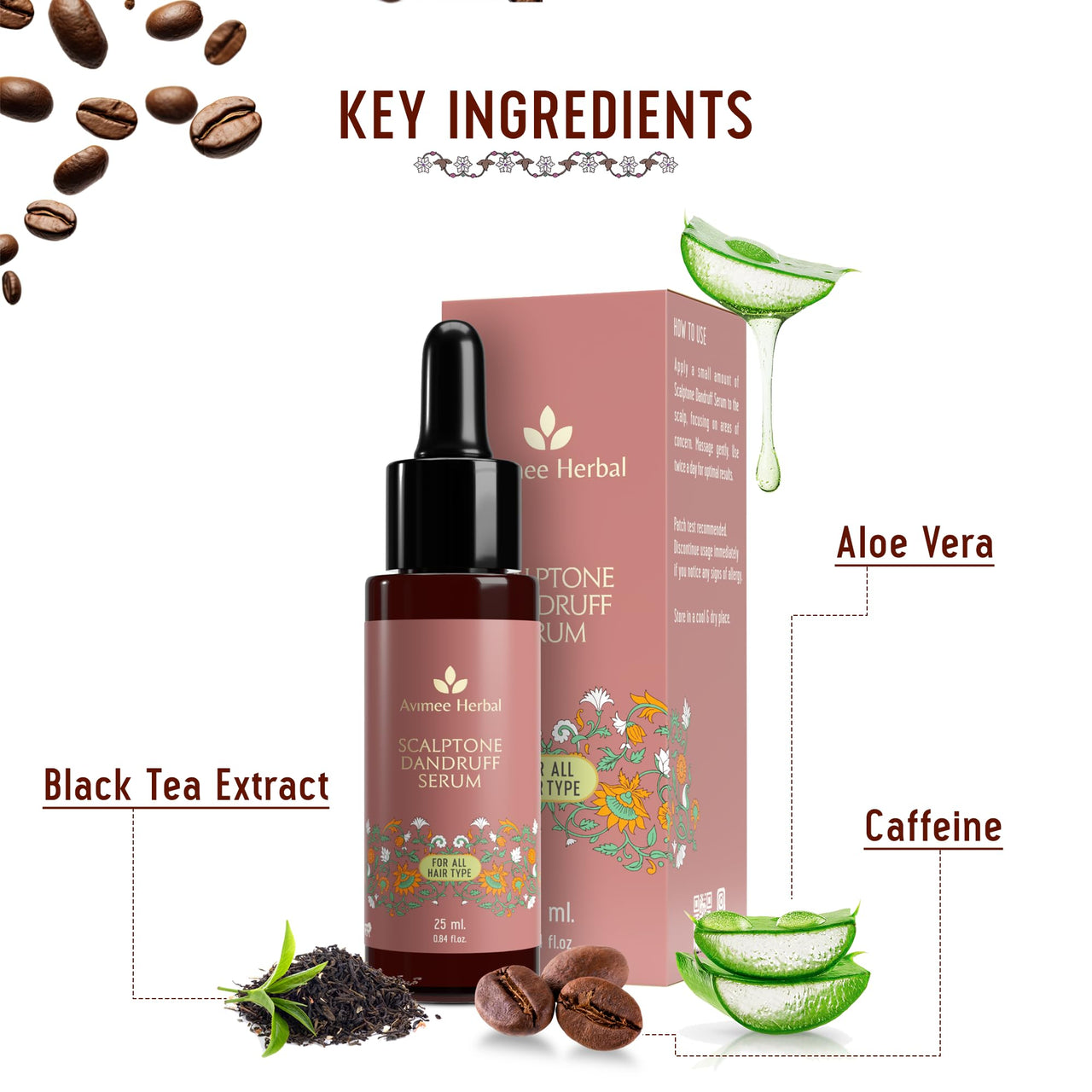 Avimee Herbal Scalptone Dandruff Serum | Enriched with Nilscurf & Hyaluronic Acid | Helps with Dandruff and Nourishes Scalp | For Men & Women | 25 ml