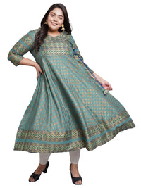 Yash Gallery Women's  Plus Size Plus Size Rayon Floral Printed Anarkali Kurta for Women