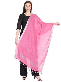 THE WEAVE TRAVELLER Women's  Solid Cotton Blend Dupatta