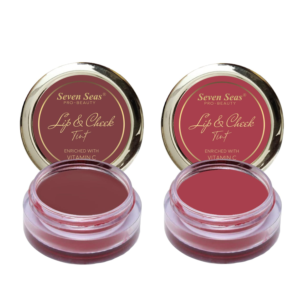 Seven Seas Lips & Cheek Tint Combo Pack of 2 | Matte Natural Blush for Women | Lip Tint with Vitamin E | Nourishing Cheek Tint (Copper Rust, Hippie Pink)