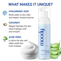 Moody 7D Hydro Burst Foaming Face Wash with Hyaluronic Acid & Coconut | Deep Pore Cleansing | Face Wash for Glowing Skin | Non-Drying & Gentle Cleanser | Sulphate Free & Vegan | Men & Women,80 ml