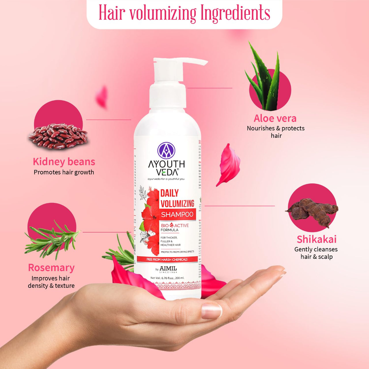 Ayouthveda Daily Volumizing Shampoo | Bio-Active Formula For Thicker Fuller & Healthier Hair Protects From Drying Effects 200ml