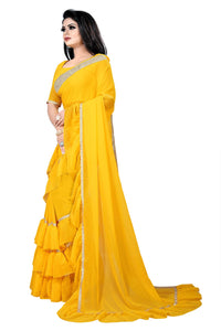 Anjaneya Sarees Women's  Georgette Saree With Blouse Piece