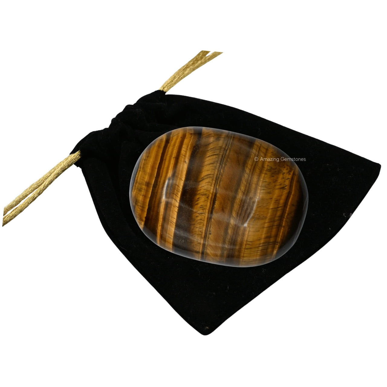 Tiger Eye Palm Stone - Hot Massage Worry Stone for Natural Body Chakra Balancing, Reiki Healing and Crystal Grid Tiger Eye