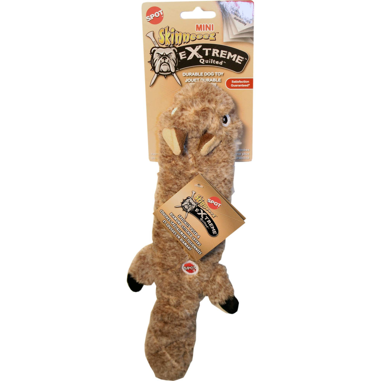 SPOT Ethical Pets Squirrel Mini Skinneeez Extreme Stuffingless Quilted Dog Toy, 14" All Breed Sizes