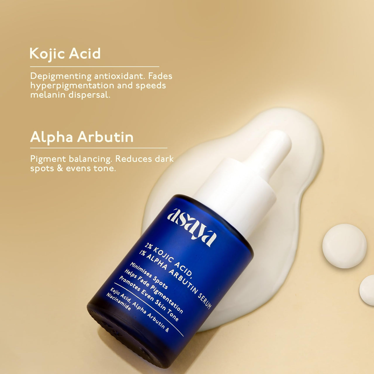 Asaya 2% Kojic Acid Serum | 1% Alpha Arbutin & Niacinamide for Hyperpigmentation | Reduces Dark Spots, Scars & Marks | Made with Dermatologists | Non-irritating | Uneven Skin Tone | Anti-pigmentation Face Serum For Men & Women | Oily, Dry & Sensitive Skin
