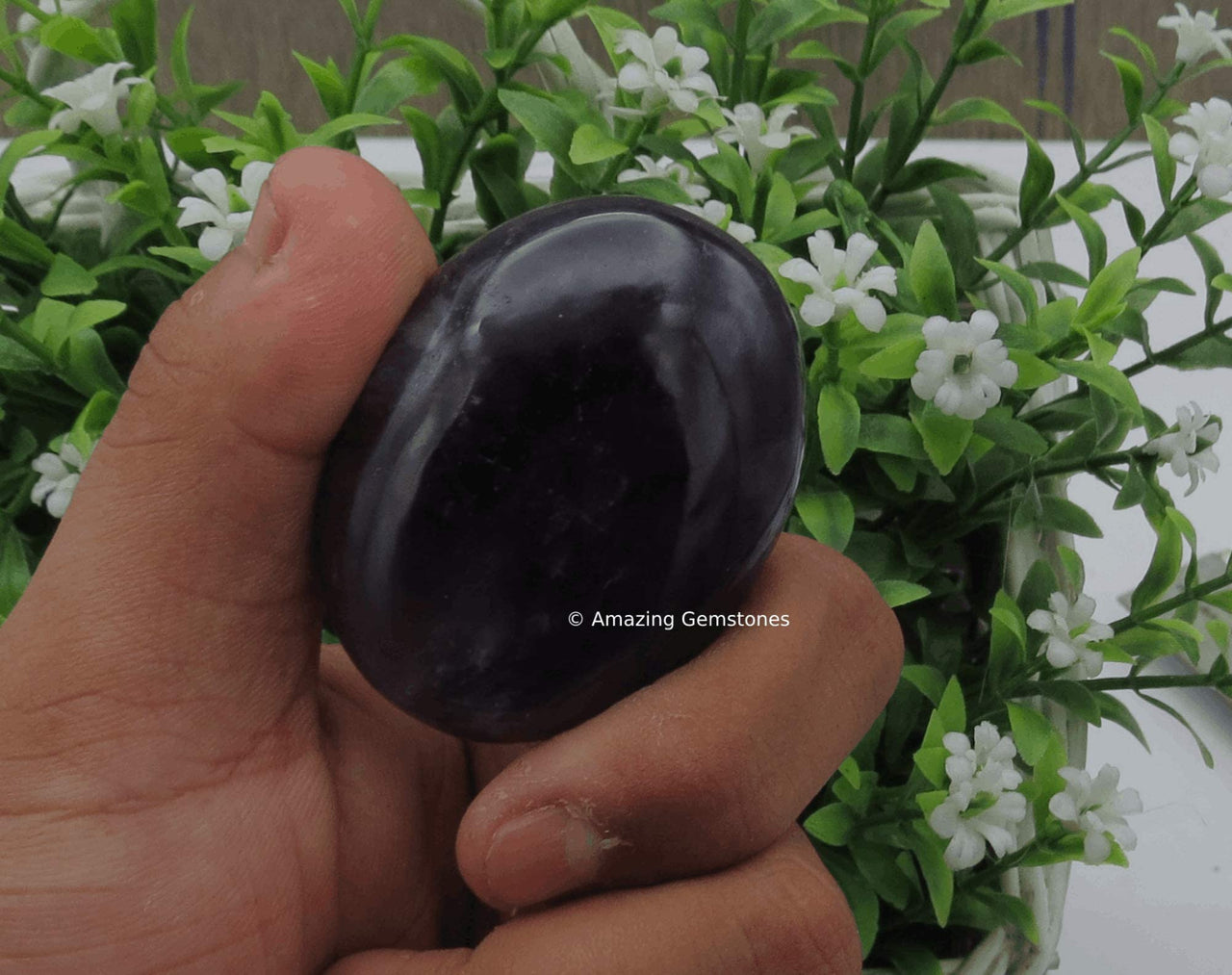 Amethyst Massage Polished Crystal Palm Stone, Large Size Amethyst Stone for Chakra Balancing, Reiki Healing and Crystal Grid