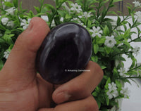 Amethyst Massage Polished Crystal Palm Stone, Large Size Amethyst Stone for Chakra Balancing, Reiki Healing and Crystal Grid