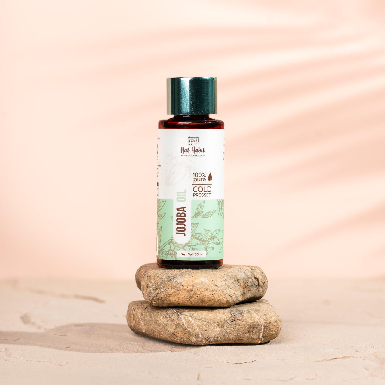 Nat Habit Cold Pressed 100% Pure Jojoba Oil for Skin & Hair With Vitamin E, Omega-9, Mineral Free, 50ml