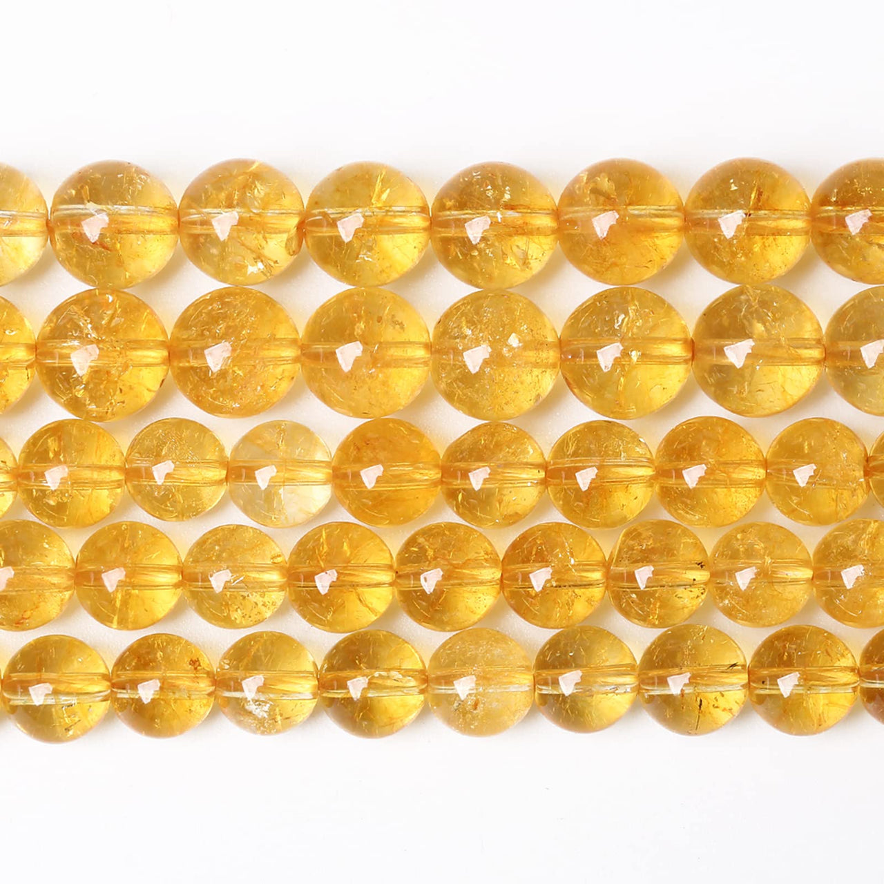 10mm 36Pcs Natural Citrine Beads for Jewelry Making Gemstone Round Loose Beads Crystal Energy Stone Healing Power DIY Bracelet Necklace 10mm