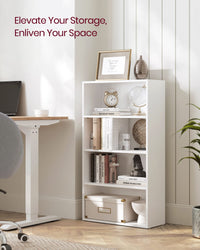 VASAGLE Bookshelf, 23.6 Inches Wide, 4-Tier Open Bookcase with Adjustable Storage Shelves, Floor Standing Unit, Cloud White ULBC164T14 1 Pack 4 Tiers (23.6