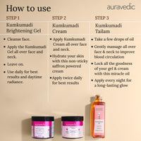 Auravedic Kumkumadi tailam,Gel and Kumkumadi face cream 100 ml 100g 100 g pack of 3 face oil for glowing skin