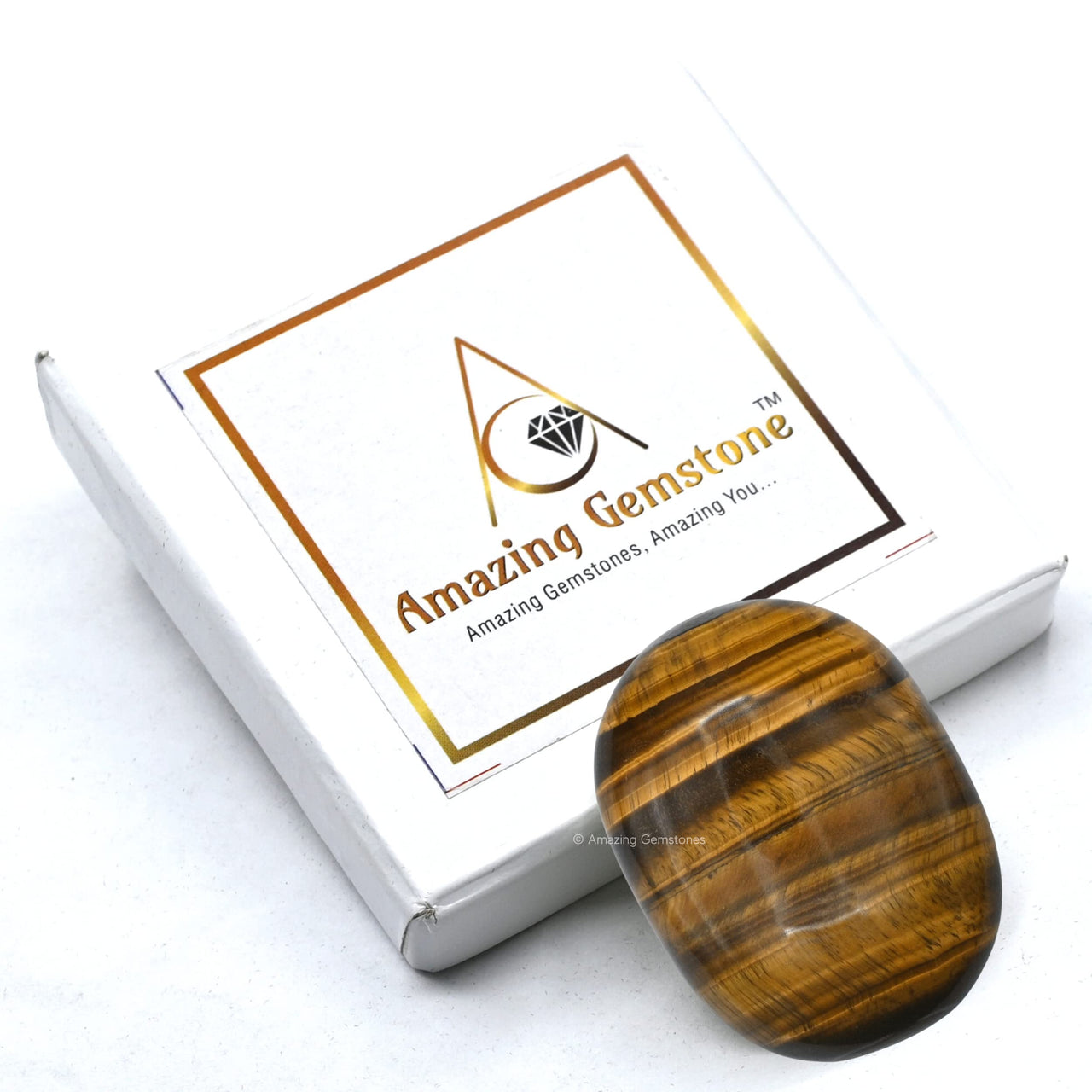 Tiger Eye Palm Stone - Hot Massage Worry Stone for Natural Body Chakra Balancing, Reiki Healing and Crystal Grid Tiger Eye