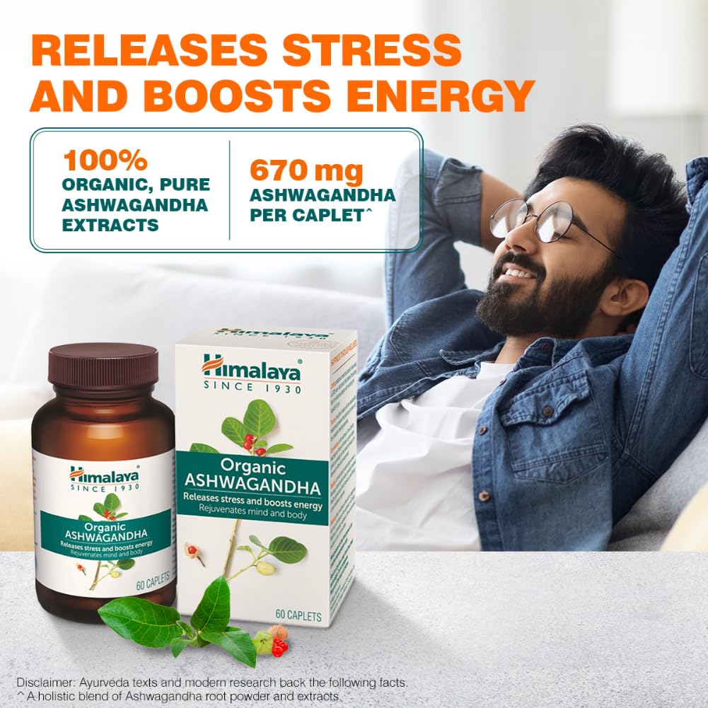 Himalaya Organic Ashwagandha 670Mg |Helps Release Stress | Rejuvenates Mind And Body | General Wellness | Tablet, Pack Of 60