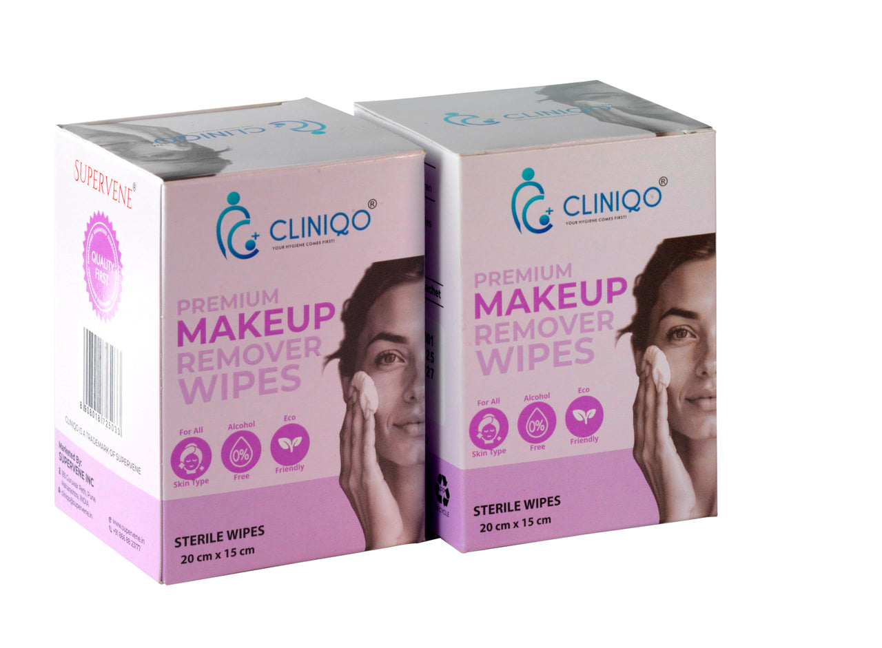 Cliniqo Premium Sterile Makeup Remover Wipes – Gentle, Alcohol-Free,Travel-Friendly, Removes Waterproof Makeup – 40 Large Wipes (20cm x 15cm)