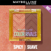 Maybelline New York Color Rivals Pigmented Eyeshadow Palette, Long lasting, Sweatproof, Waterproof, Matte, Shimmer : Spicy x Suave, 3g