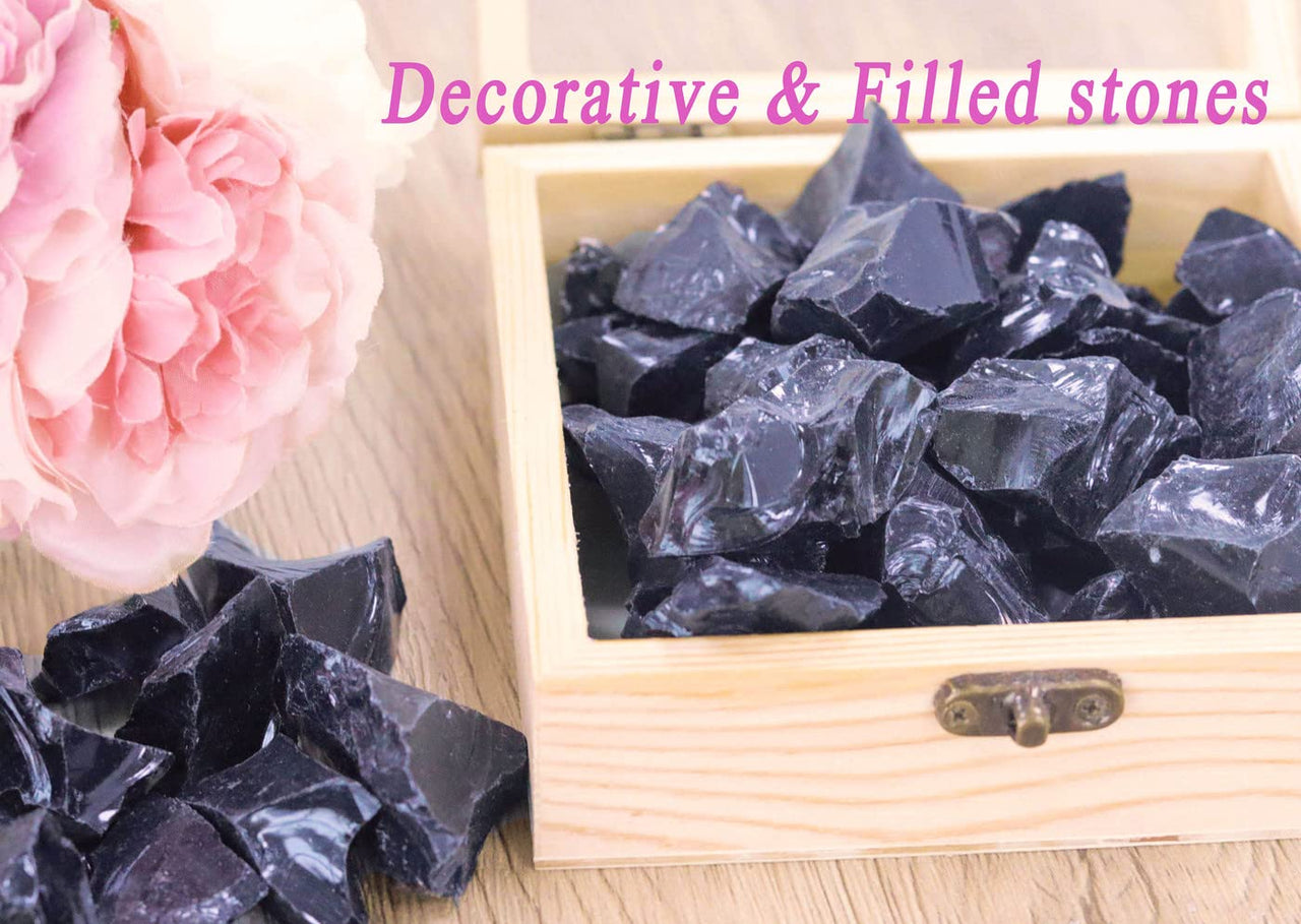 DUQGUHO Black Obsidian Natural Crystal Quartz Bulk Raw Rough Healing Crystal Stones Reiki Crystal Stone Tumbling Cabbing Fountain Rocks Polishing Cutting Gemstone 0.45 lbs 07 Obsidian