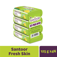SANTOOR Royal Sandal, 6x125g&Santoor Aloe Fresh Soap with Aloe Vera and Lime for Radiant Looking Skin, 125g, 4 + 1