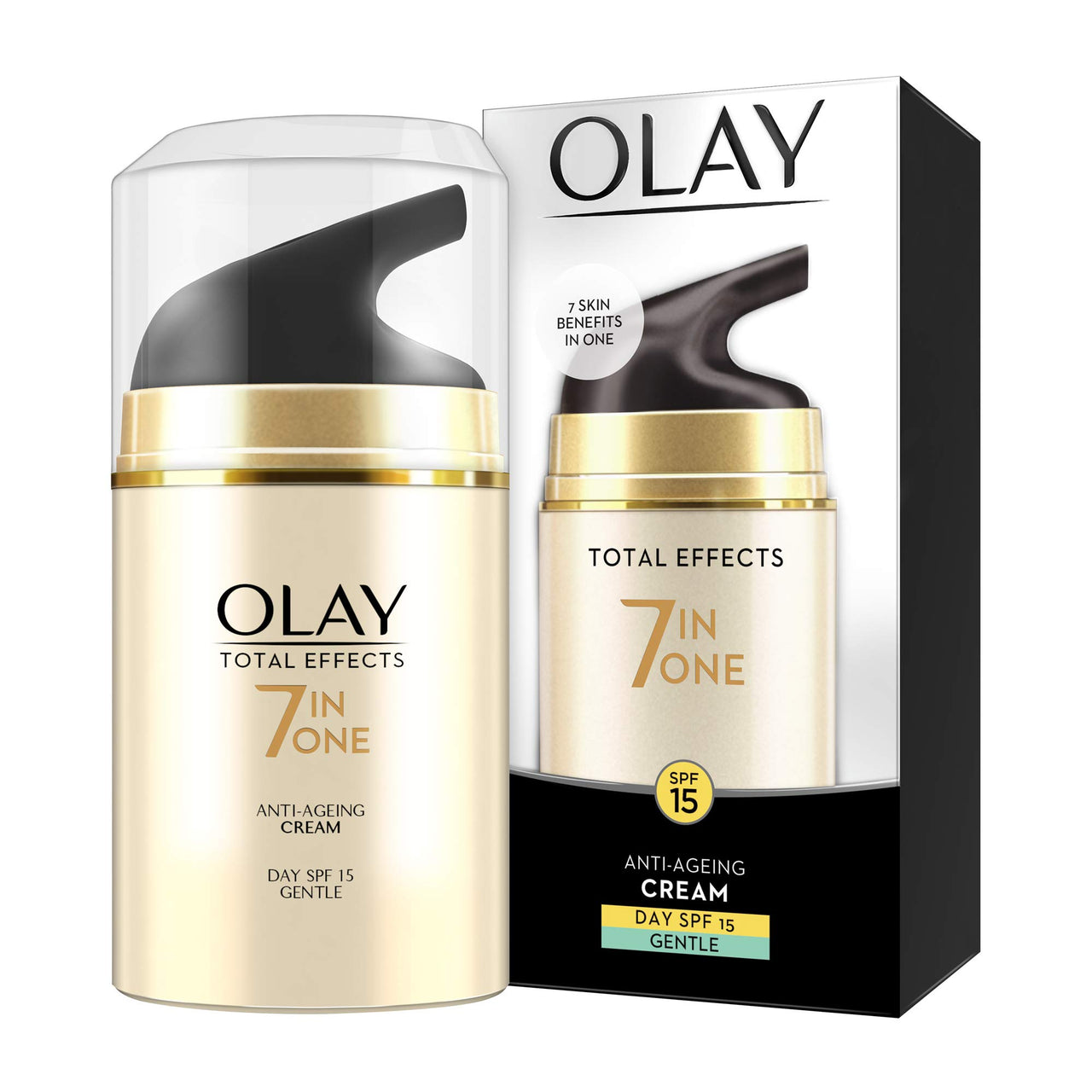 Olay Serum Total Effects 7 in 1, Anti-Ageing Smoothing Serum, 50 ml And Olay Day Cream Total Effects 7 in 1, Anti-Ageing Gentle Moisturiser, 50g