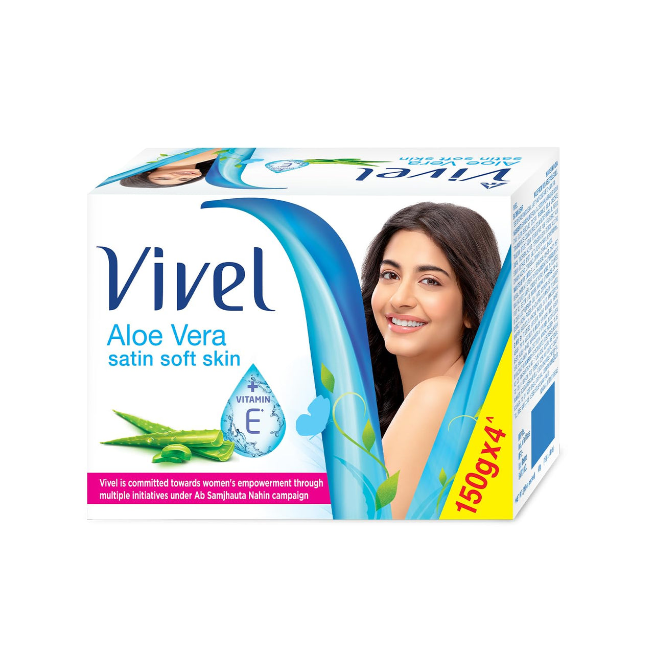 Vivel Aloe Vera Bathing Soap with Vitamin E for Soft, Glowing skin|Refreshing Fragrance|Combo Pack 150g (Pack of 4)&Vivel Body Wash, Lavender & Almond Oil Shower Creme, Liquid Refill Pouch, 400 ml