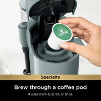 Ninja Pods & Grounds Specialty Single-Serve Coffee Maker, K-Cup Pod Compatible, Built-In Milk Frother, 6-oz. Cup to 24-oz. Travel Mug Sizes, Iced Coffee Maker, Glacier Blue, PB051GB