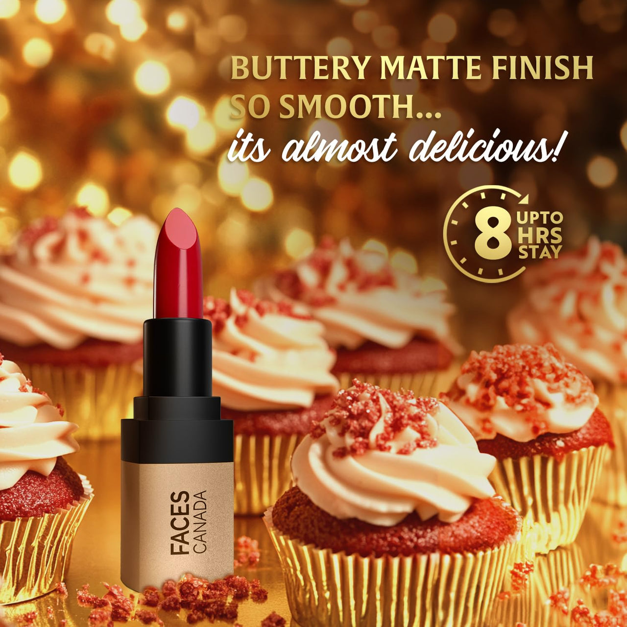 FACES CANADA Comfy Matte Velvet Touch Lipstick - Red Velvet Cake 01, 4.2g | Velvety Matte Finish | 8HR Longstay | Intense Colour | Hydrating Lips | Smooth Application