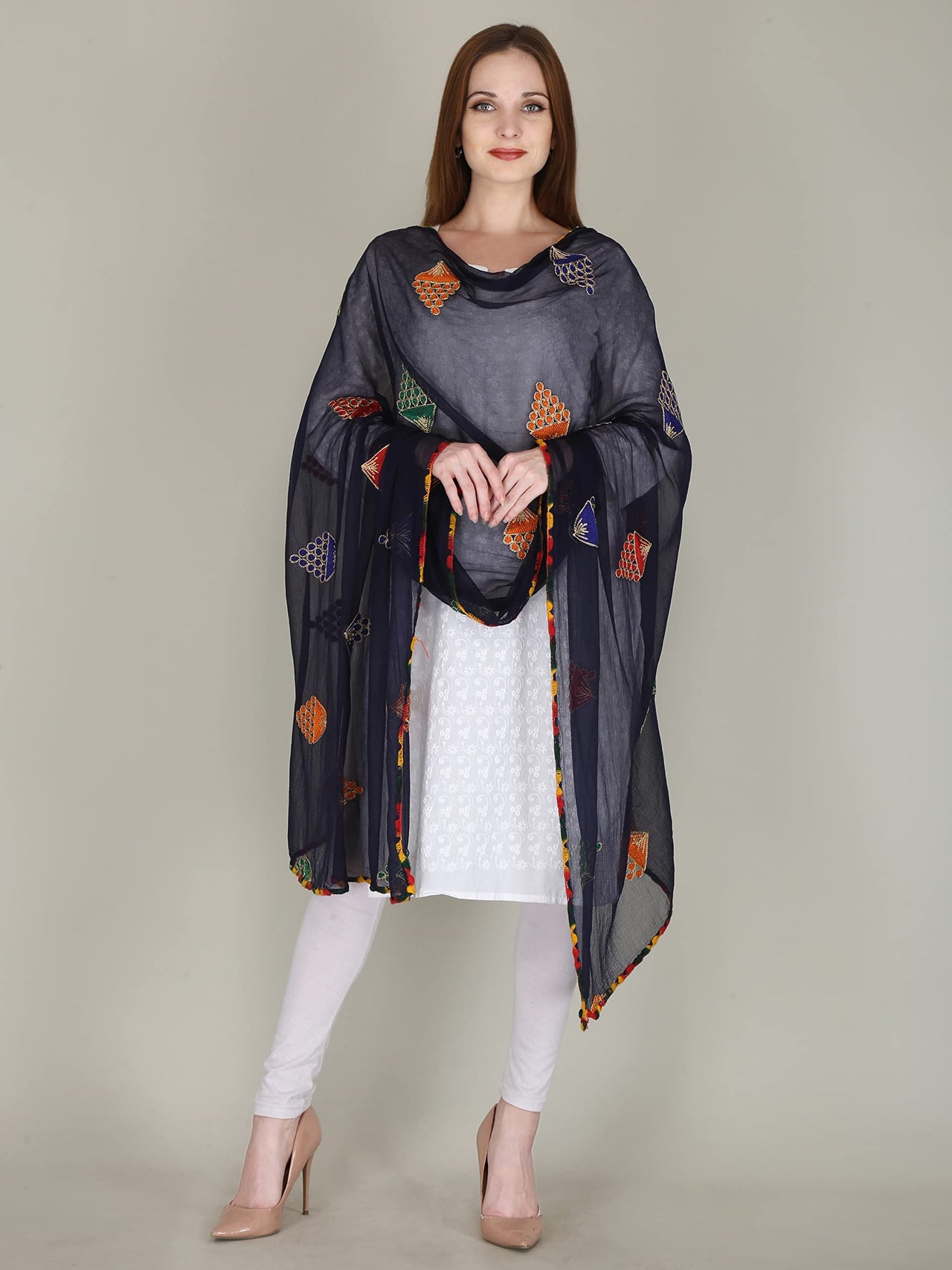 DIAMO Embroidered Chiffon Women's  Dupatta