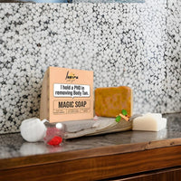 Chandan & Kesar Bath Soap,Pigmentation, Sun damage,Brightening Underarm & Reduces Dark Spot,Kojic Acid Soap,Skin Brightening Soap For Men & Women(1-Magic Soaps & 1 Kojic Soaps)