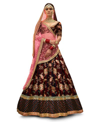 Zeel Clothing Women's  Silk Semi-Stitched Lehenga Choli (7034-Wedding-Bridal-Latest-New; Free)