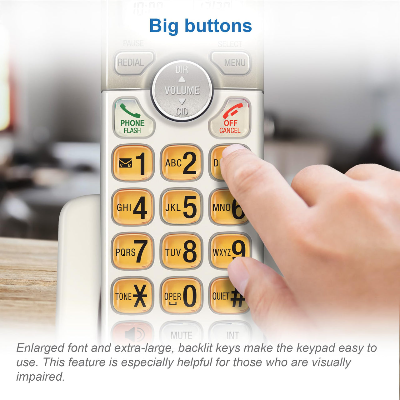 AT&T EL52113 Cordless Phone with Answering System & Extra-large Backlit Keys Light champagne 1 Handset