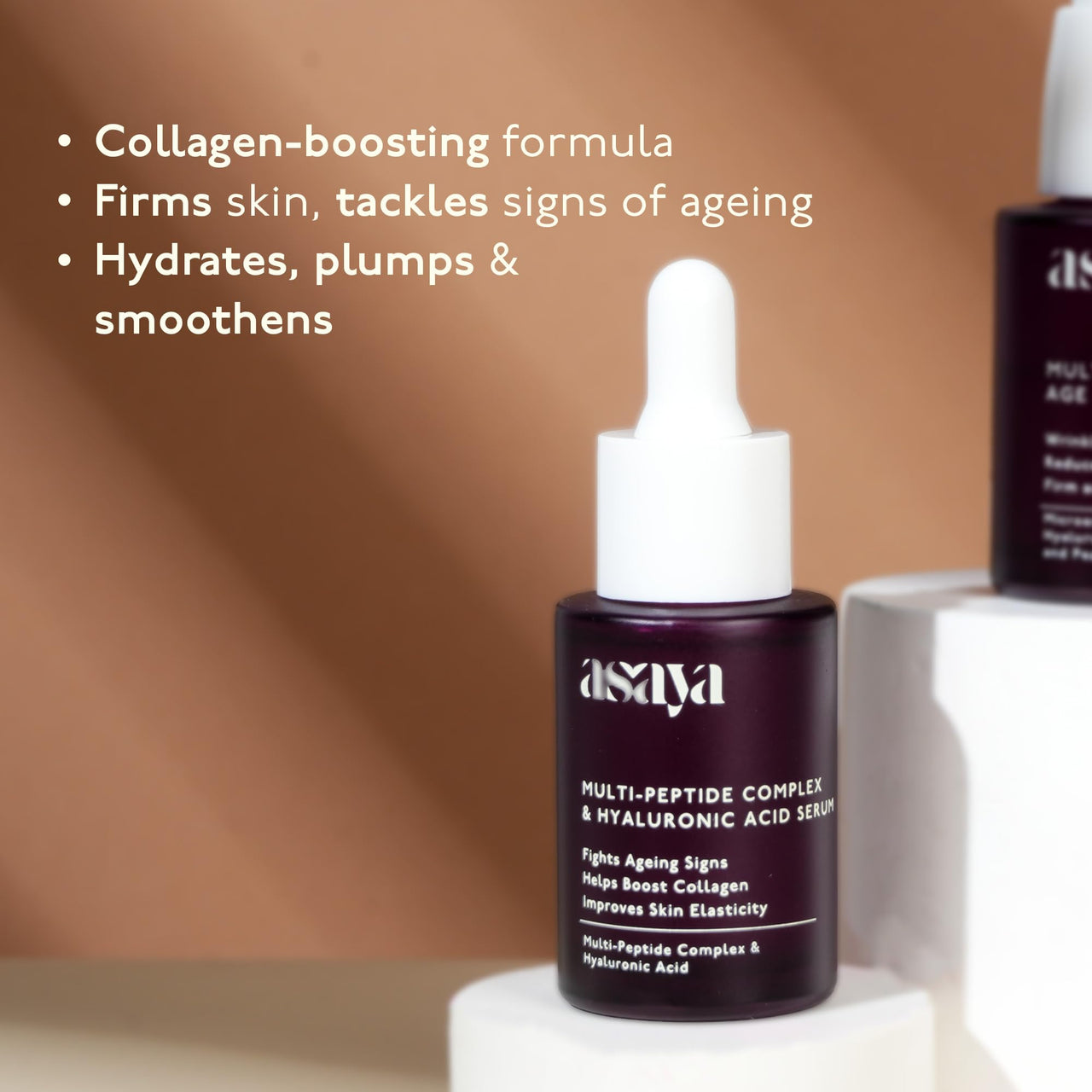 Asaya Multi Peptide Face Serum with Hyaluronic Acid | Collagen Boosting, Hydrating Overnight Repair Serum | Advanced Anti-Aging Formula | Skin Renewal Boosting Facial Essence | Reduces Fine Lines & Wrinkles | Glowing Skin | Face Serum | 5% Tripeptide Comp