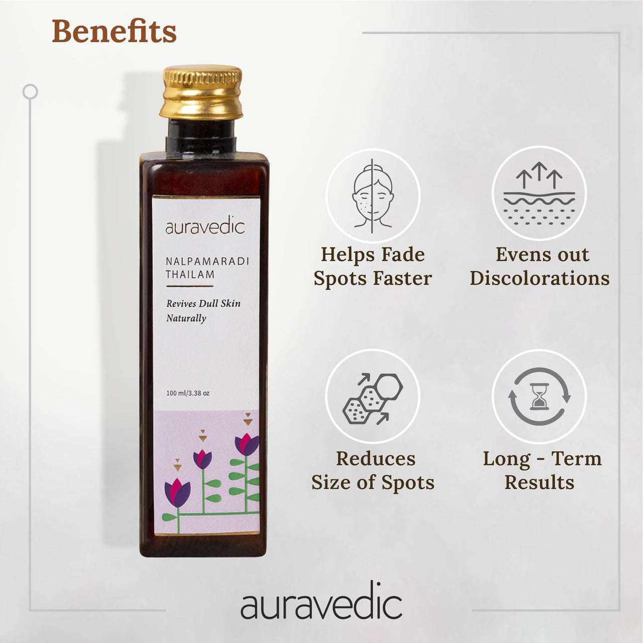 Auravedic Nalpamaradi Thailam for face Nalpamaradi Skin Brightening oil Face oil For Glowing Skin 100 ml Nalpamaradi oil for face body oil after bath for daily use DeTan For Men Women