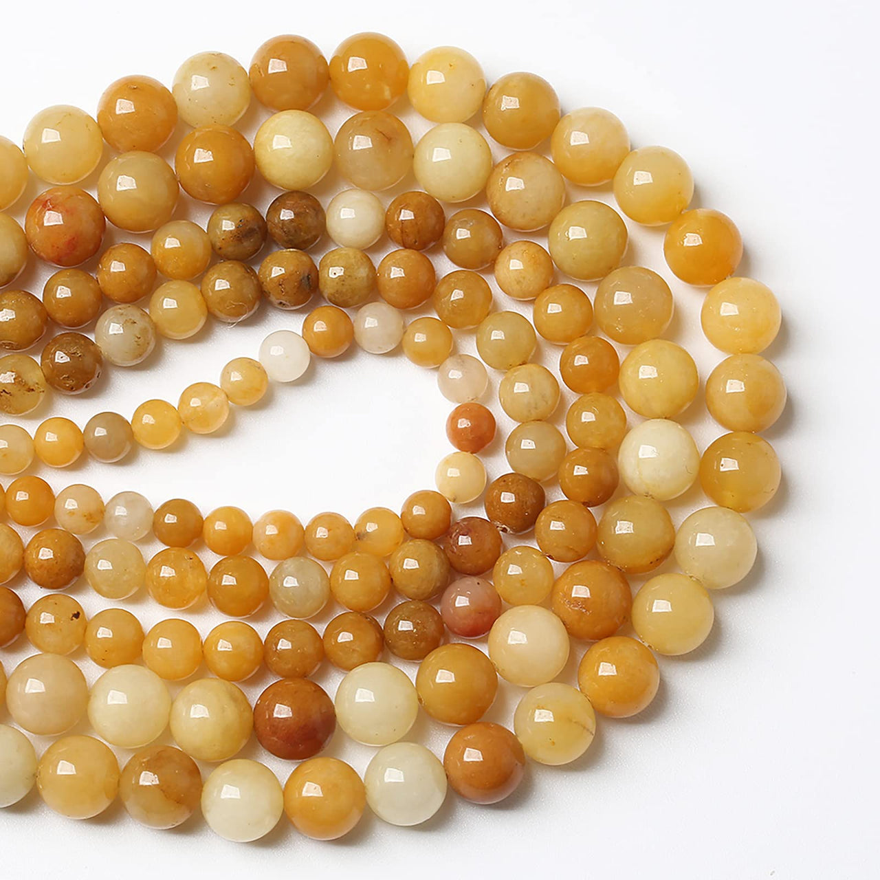 10mm 38pcs Natural Yellow Aventurine Jade Beads Round Loose Beads Energy Crystal Healing Power Gemstone for Jewelry Making DIY Bracelet 15 Inch Yellow Aventurine Jades 10mm