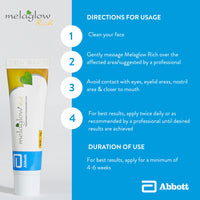 MELAGLOW Rich Depigmentation and Glow Restoration, Skin Brightening and Lightening Cream 20Gm, (Pack of1)