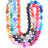 Massive Beads 140PCS 6MM Natural Crystal Beads Stripe Agate Gemstone Round Loose Energy Healing Beads with Free Crystal Stretch Cord for Jewelry Making (Stripe Agate, 6MM)