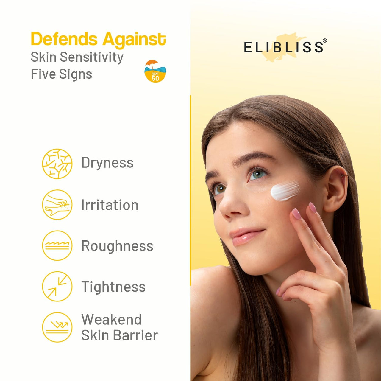 Elibliss Sunscreen Lotion SPF 50+ PA++++ | Broad Spectrum UV Protection | Lightweight, Non-Greasy, Water Resistant | Enriched with Niacinamide, Zinc Oxide for All Skin Types – 50ml Pack of 2