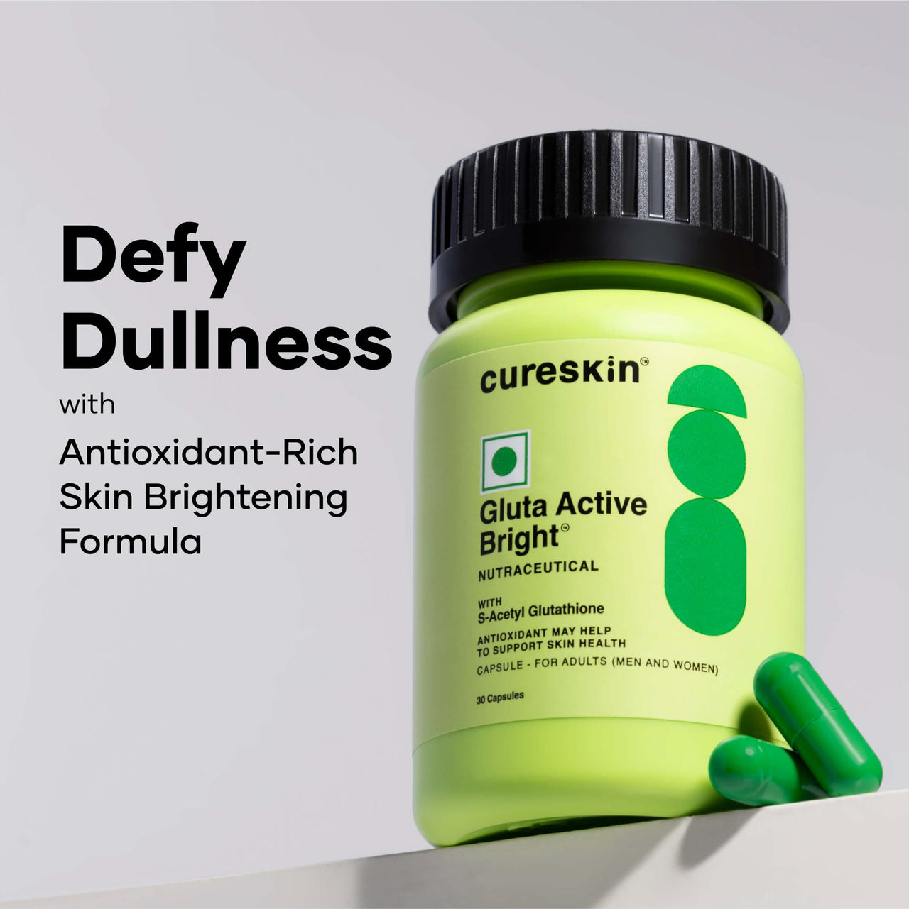 Cureskin Gluta Active Bright Glutathione Tablets | Glutathione Tablets for Skin Whitening | Glutathione Supplements | Glutathione for Skin Whitening