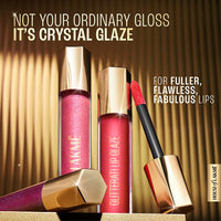 Lakmé Glitterati Lip Glaze, glossy finish, 3D crystal shine, for fuller & fabulous lips, non sticky, with vegan collagen for instantly plump lips, lip gloss, Hot Pink Cosmo